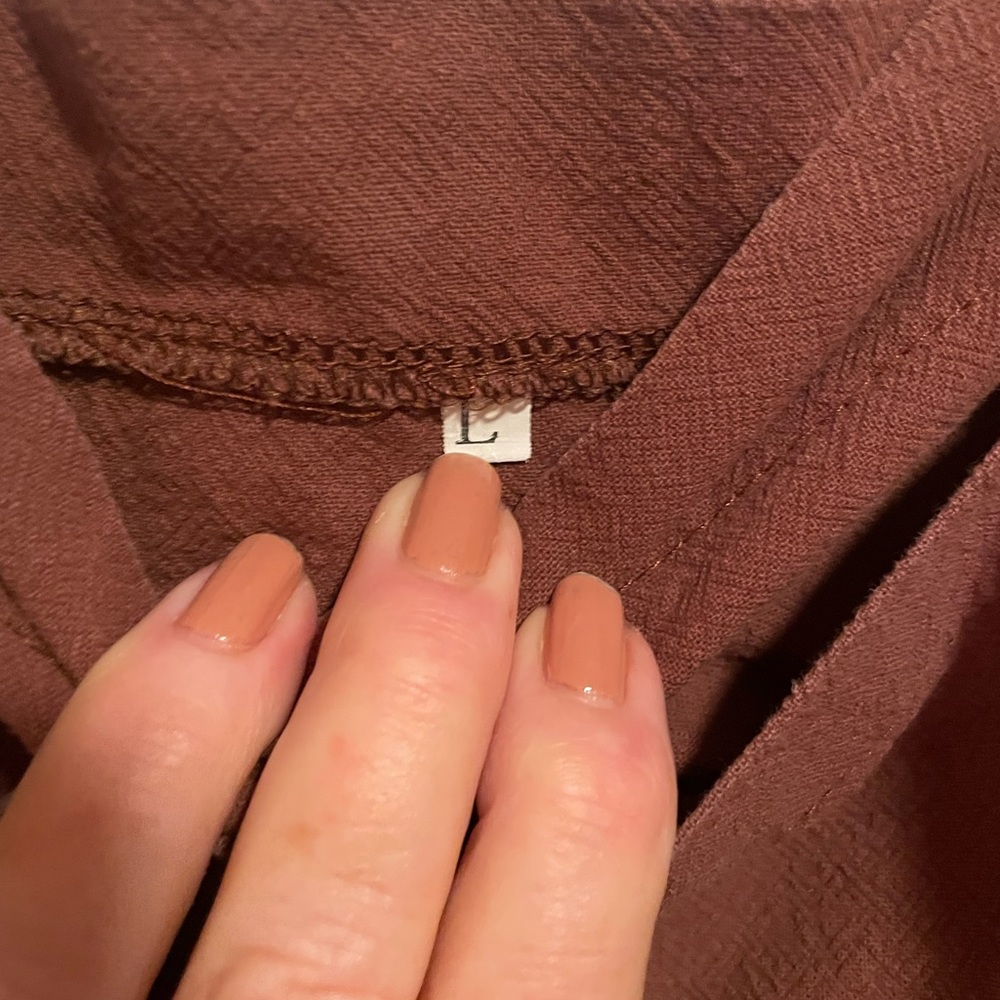 Rust Brown Linen Blend Overalls with Pockets - Picture 4 of 7